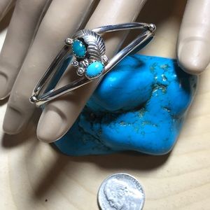 Turquoise and silver bracelet marked firm